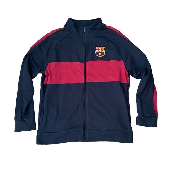 FC Barcelona FCB Men’s Full Zip Sweatshirt Navy Blue Red Size L - Picture 1 of 6
